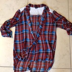 Sheer plaid top